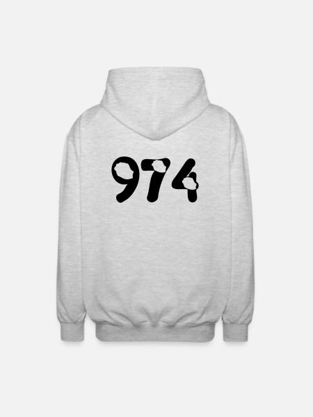 974 Reunion map - Unisex Hooded Jacket - light heather grey
