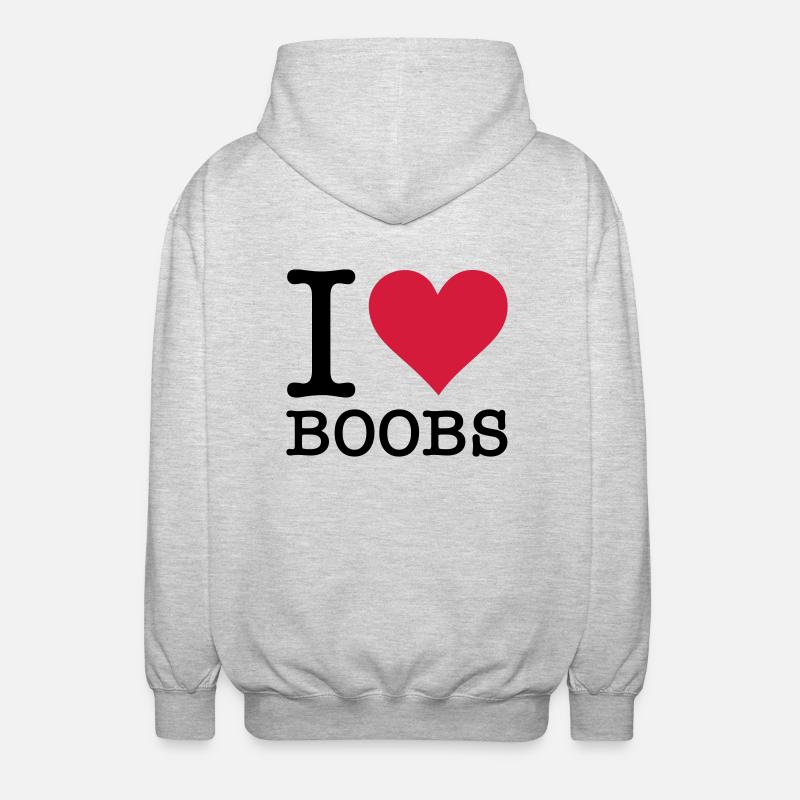 Ich liebe Titten - Unisex Kapuzenjacke - Hellgrau meliert