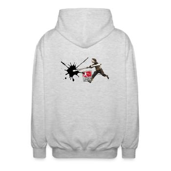 Jugger Q-Tip Splash - Unisex Kapuzenjacke - Hellgrau meliert - Hinten - AI Model Male 185 light (185cm)