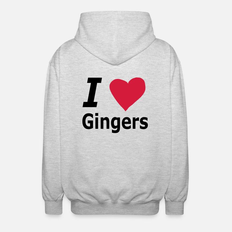 I love Gingers - Unisex Kapuzenjacke - Hellgrau meliert