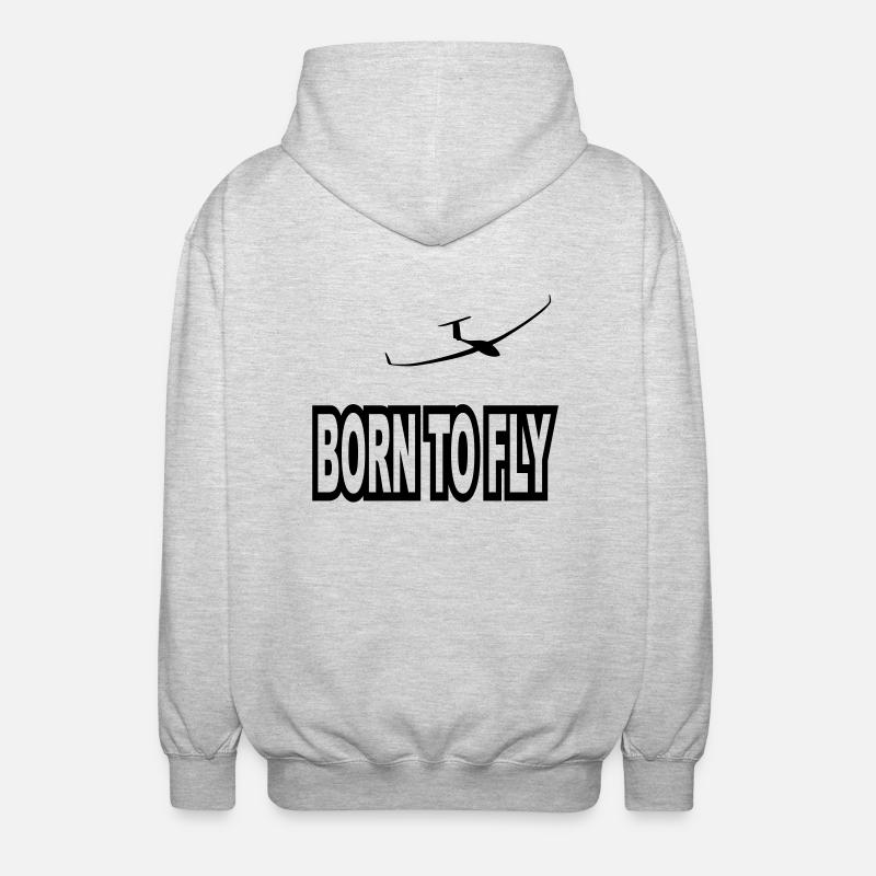born to fly - Unisex Kapuzenjacke - Hellgrau meliert
