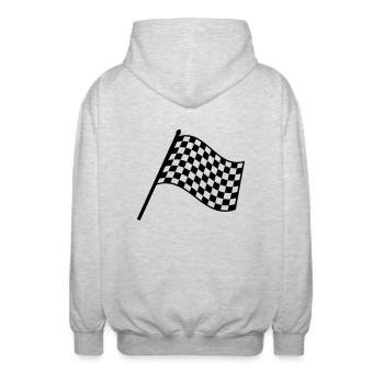 ziel_flagge_f1 - Unisex Kapuzenjacke - Hellgrau meliert - Hinten - AI Model Male 185 light (185cm)