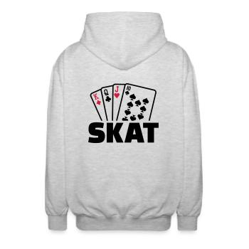 Skat - Unisex Kapuzenjacke - Hellgrau meliert - Hinten - AI Model Male 185 light (185cm)