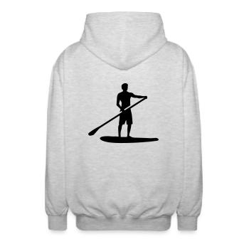 Stand up paddling - Unisex Kapuzenjacke - Hellgrau meliert - Hinten - AI Model Male 185 light (185cm)