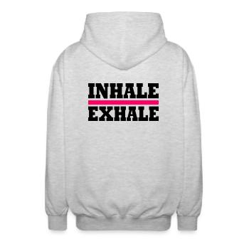 Inhale exhale - Unisex Hooded Jacket - light heather grey - Back - AI Model Male 185 light (185cm)