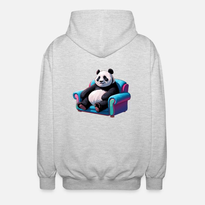 Cool panda on the couch - Unisex Hooded Jacket - light heather grey