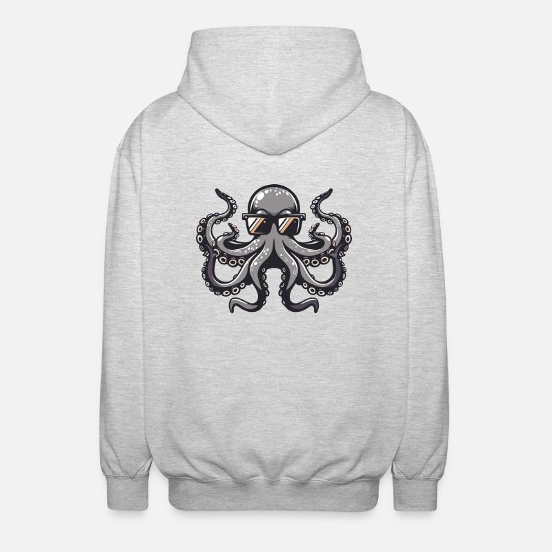 octopus animal - Unisex Hooded Jacket - light heather grey