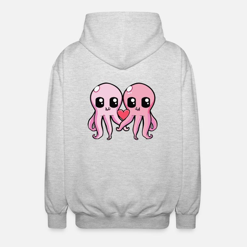 Octopus Couple Valentine's Day - Unisex Hooded Jacket - light heather grey