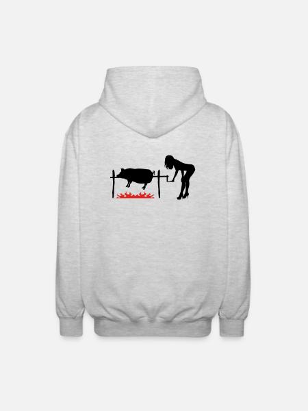BBQ pork - Unisex Hooded Jacket - light heather grey
