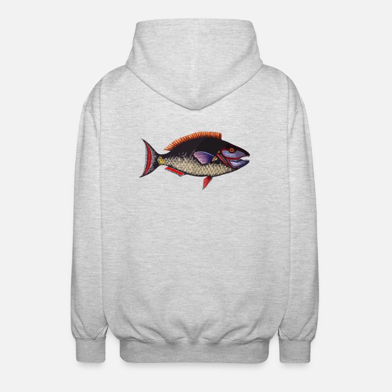 poisson - Veste à capuche unisexe - gris clair chiné