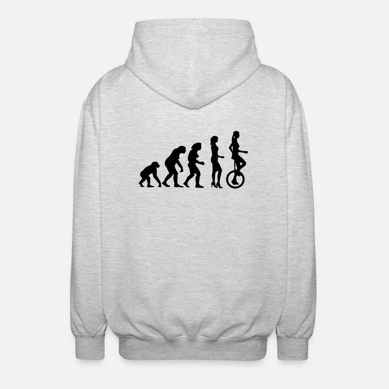 evolution_einradfahrerin_1c - Veste à capuche unisexe - gris clair chiné