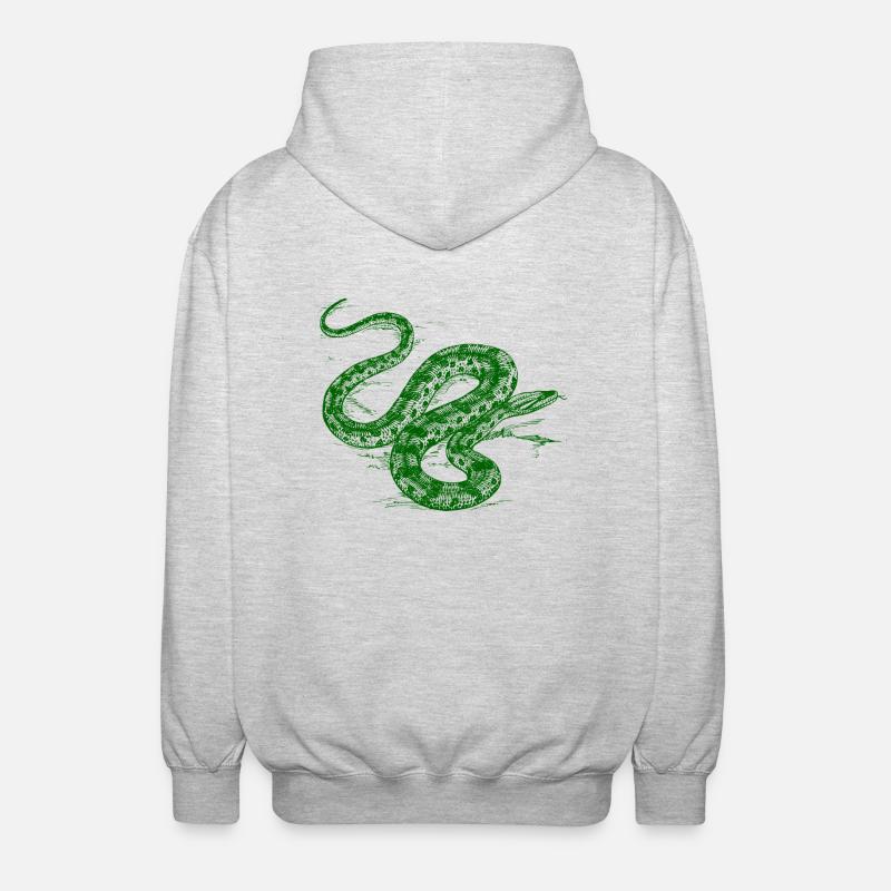 Serpent vert - Veste à capuche unisexe - gris clair chiné