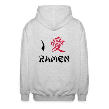 I love Ramen - Veste à capuche unisexe - gris clair chiné - Dos - AI Model Male 185 light (185cm)