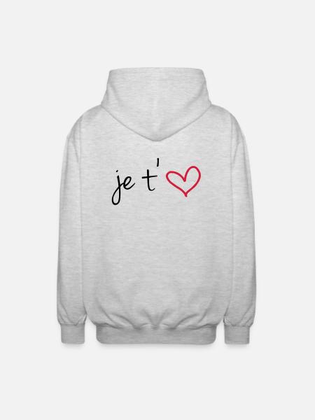 Je t'aime - Unisex Hooded Jacket - light heather grey