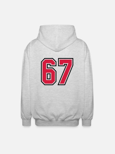 67 sports jersey football number - Unisex Hooded Jacket - light heather grey