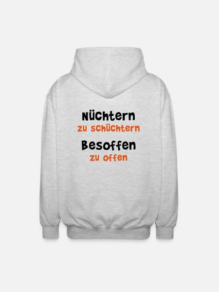 Fasting too shy - Unisex Hooded Jacket - light heather grey