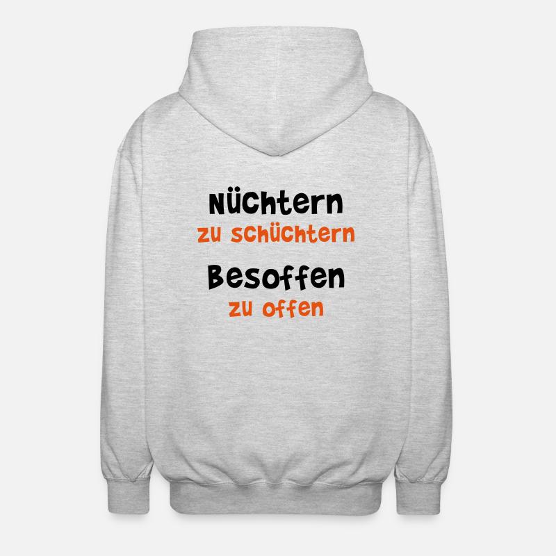Nüchtern zu schüchtern - Unisex Kapuzenjacke - Hellgrau meliert