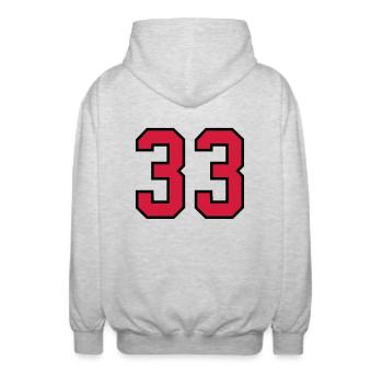 33 sports jersey football number new - Veste à capuche unisexe - gris clair chiné - Dos - AI Model Male 185 light (185cm)