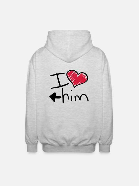 i_love_him_va2 - Veste à capuche unisexe - gris clair chiné