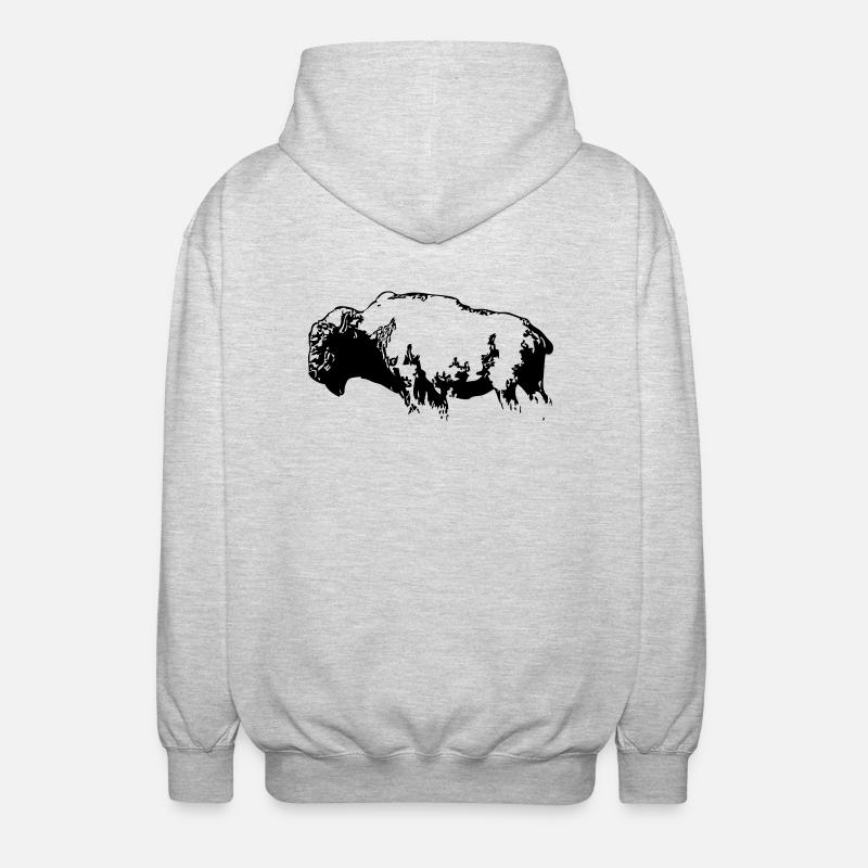 Bison - Büffel - Buffalo - Unisex Kapuzenjacke - Hellgrau meliert
