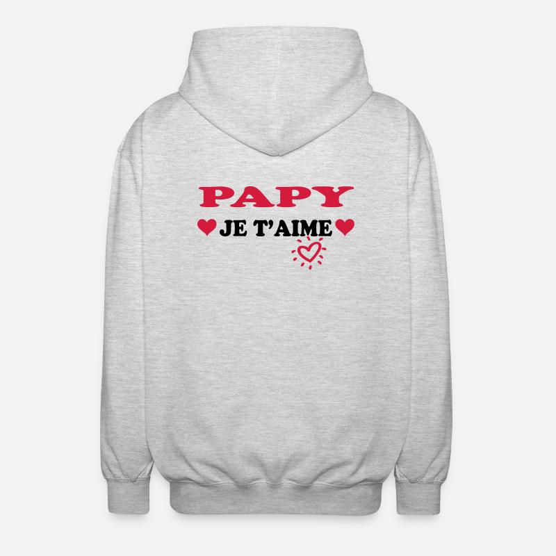 Papy je t'aime - Veste à capuche unisexe - gris clair chiné