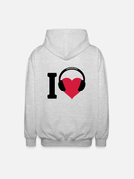 I love Music - Unisex Hooded Jacket - light heather grey