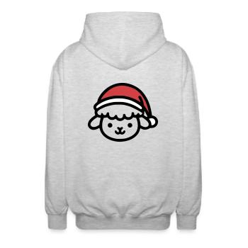 Christmas Cute Sheep - Unisex Hooded Jacket - light heather grey - Back - AI Model Male 185 light (185cm)