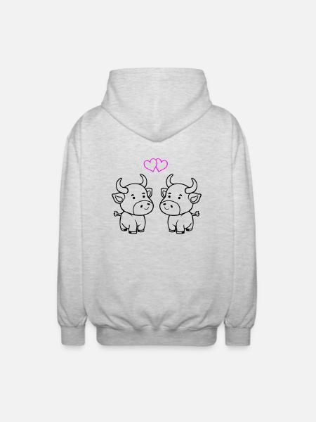 vache bébé amour - Veste à capuche unisexe - gris clair chiné