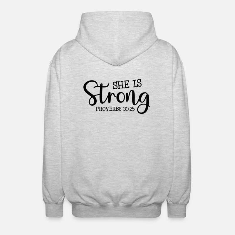 Sie ist stark - Unisex Kapuzenjacke - Hellgrau meliert