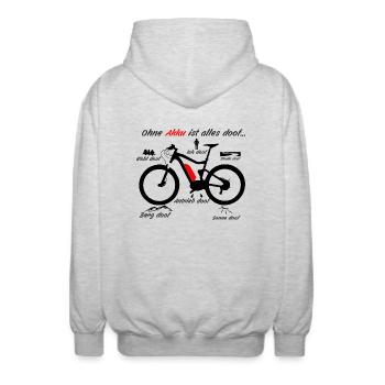 ohne Akku ist alles Doof - Unisex Kapuzenjacke - Hellgrau meliert - Hinten - AI Model Male 185 light (185cm)