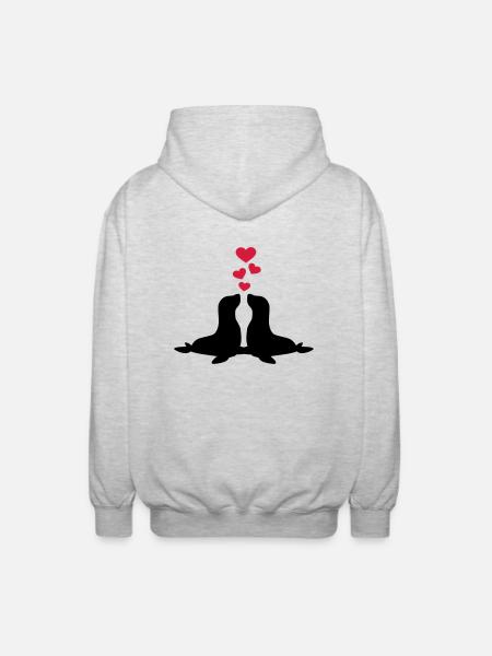 Pinnipèdes - Veste à capuche unisexe - gris clair chiné