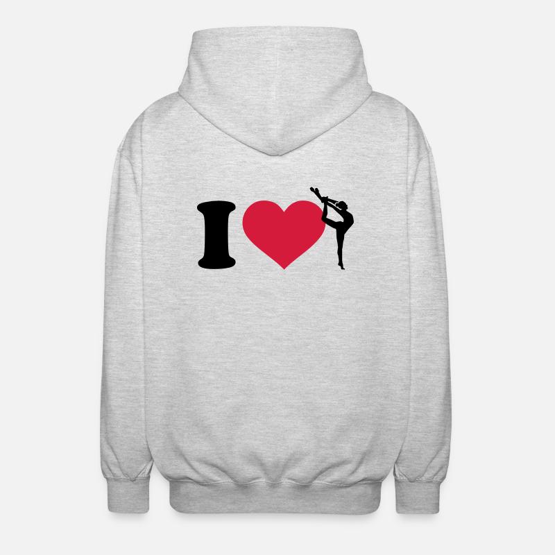 I love Gymnastique - Veste à capuche unisexe - gris clair chiné