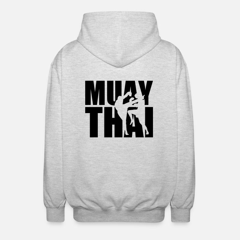 Muay Thai - Unisex Kapuzenjacke - Hellgrau meliert