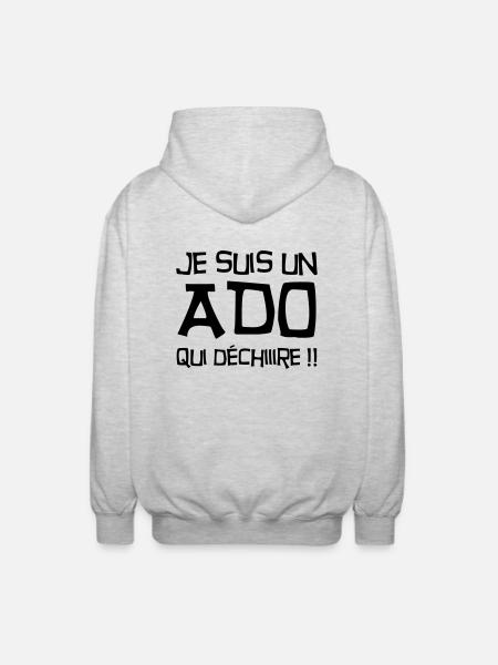 adolescent / enfant / ado / adolescente - Veste à capuche unisexe - gris clair chiné