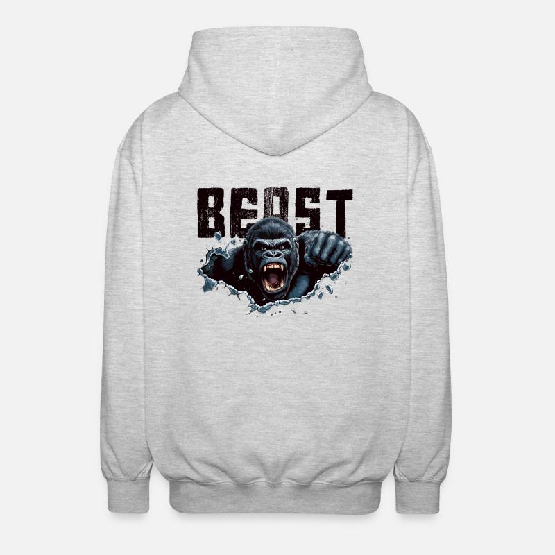 Gorilla Beast - Unisex Kapuzenjacke - Hellgrau meliert