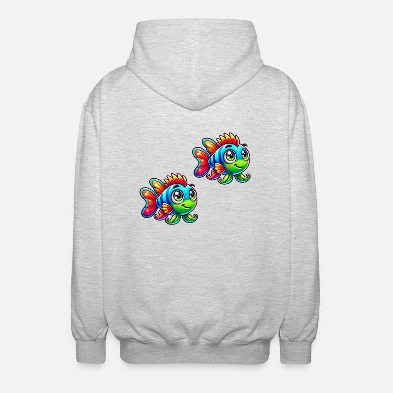 fish comic 2 - Unisex Kapuzenjacke - Hellgrau meliert
