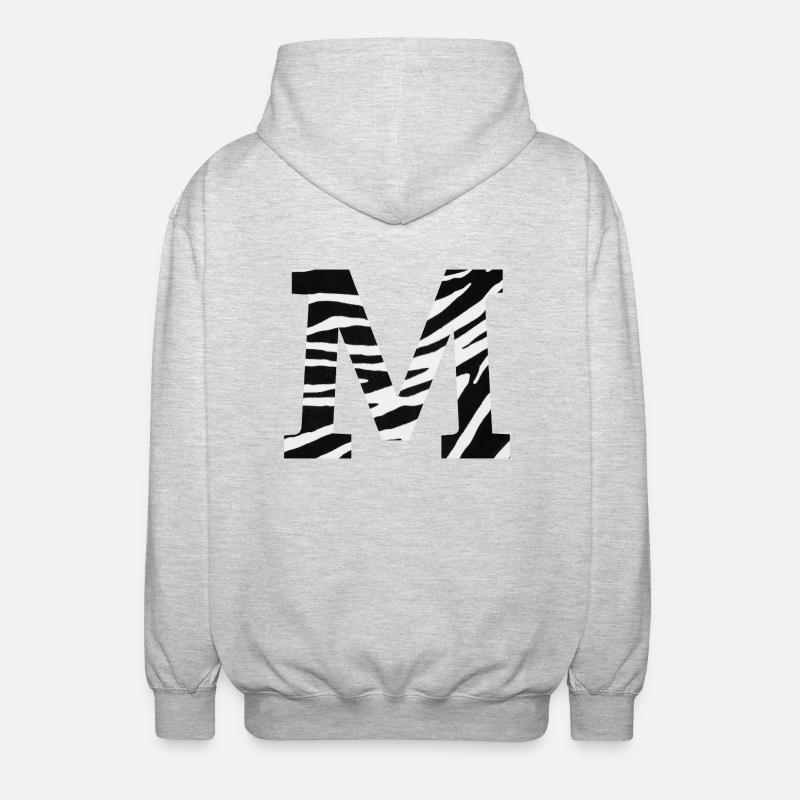 Buchstabe m zebra - Unisex Kapuzenjacke - Hellgrau meliert