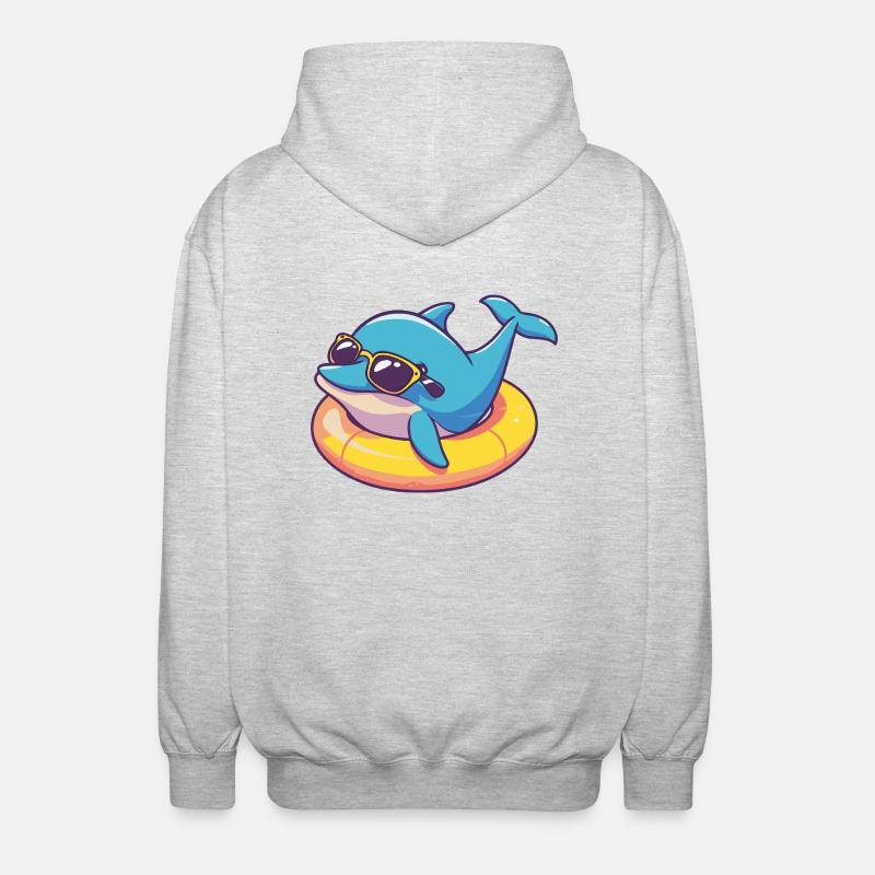 Dauphin Bande Dessinée Cool - Veste à capuche unisexe - gris clair chiné