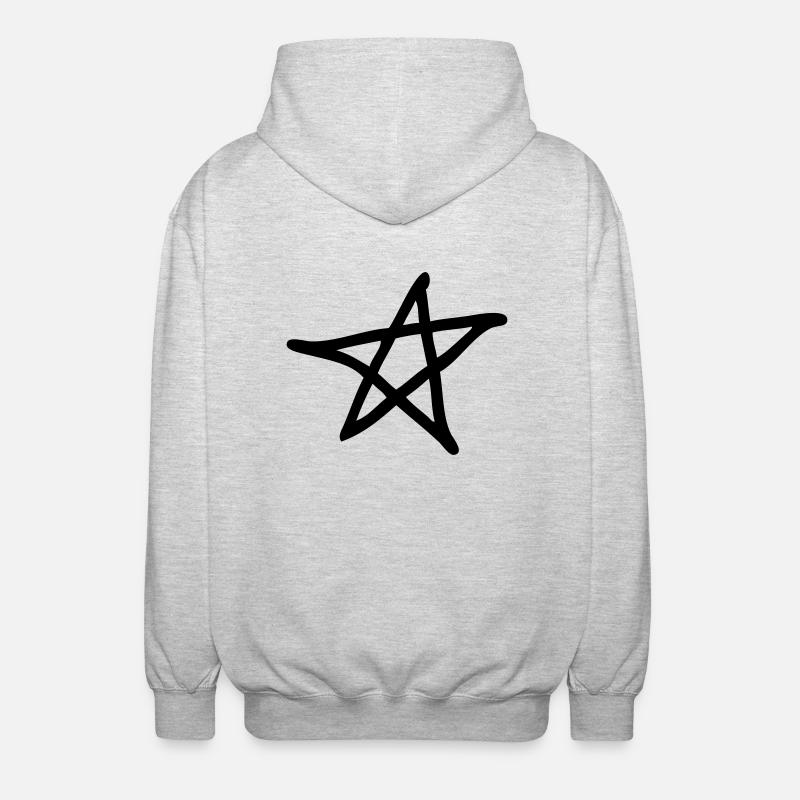 Pentacle - Devil - 666 - Star - Unisex Hooded Jacket - light heather grey