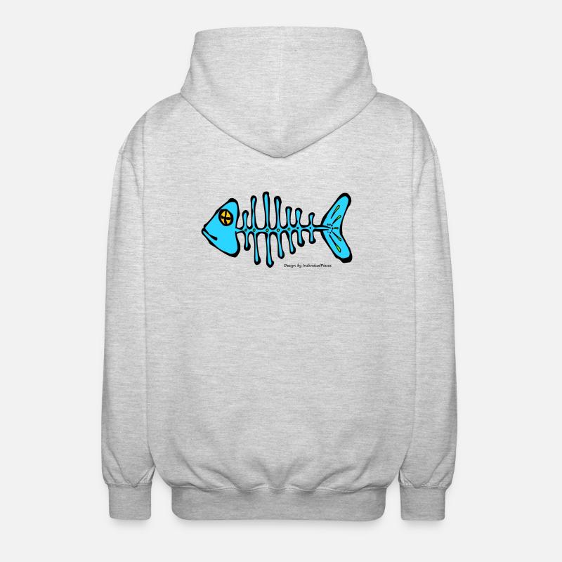 Fish bone - Unisex Hooded Jacket - light heather grey
