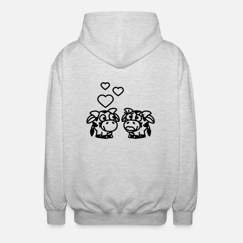 smiley_cows_in_love_1c - Unisex Kapuzenjacke - Hellgrau meliert