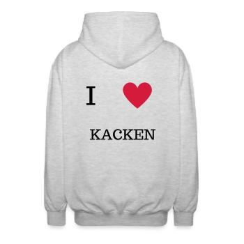 I love kacken - Unisex Kapuzenjacke - Hellgrau meliert - Hinten - AI Model Male 185 light (185cm)