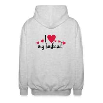 husband - Unisex Hooded Jacket - light heather grey - Back - AI Model Male 185 light (185cm)