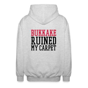 bukkake ruined my carpet - Unisex Kapuzenjacke - Hellgrau meliert - Hinten - AI Model Male 185 light (185cm)