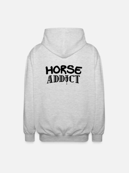 horse addict edgy design - Unisex Hooded Jacket - light heather grey