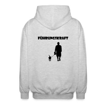 Führungskraft Hund gassi spazieren gehen Geschenk - Unisex Kapuzenjacke - Hellgrau meliert - Hinten - AI Model Male 185 light (185cm)