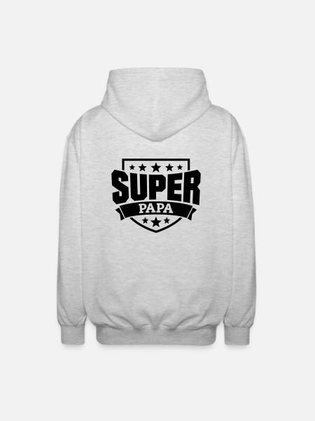 Super Papa - Unisex Kapuzenjacke - Hellgrau meliert
