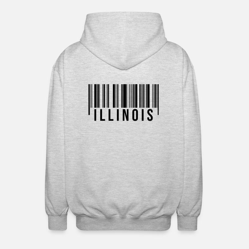Code à barres de l’Illinois - Veste à capuche unisexe - gris clair chiné