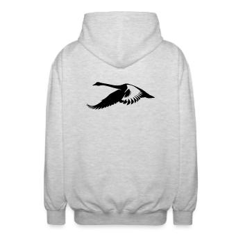 Cygne volant - Veste à capuche unisexe - gris clair chiné - Dos - AI Model Male 185 light (185cm)