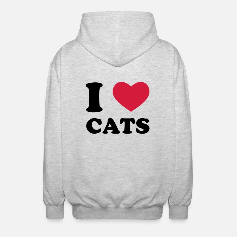I Love Cats - Veste à capuche unisexe - gris clair chiné